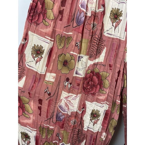 Lisa Z Dusty‎ Pink Floral Garden Crinkle Chiffon Sheer Pants Size S - Picture 3 of 5